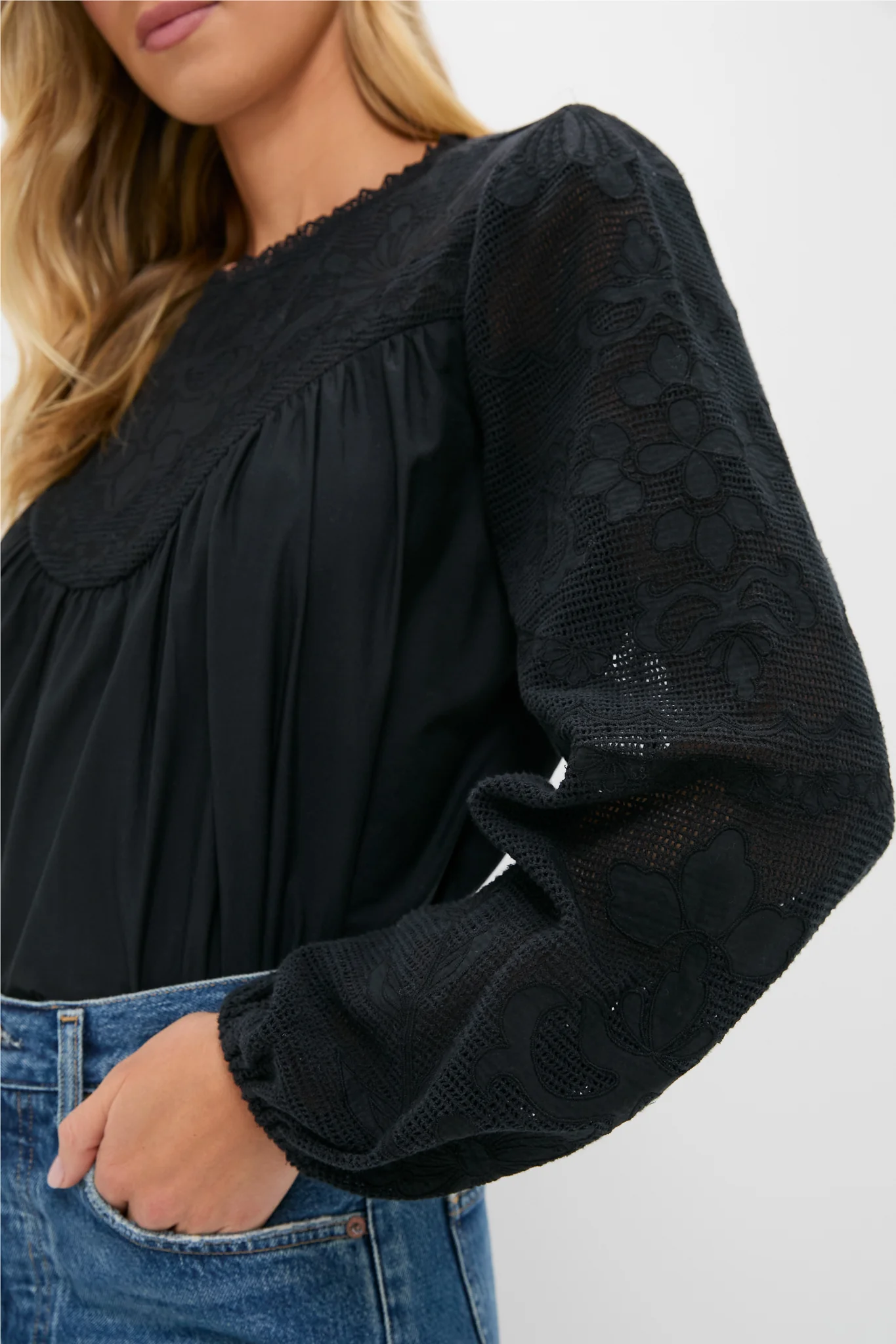 Black Patchwork Embroidered Cressida Blouse - Image 5