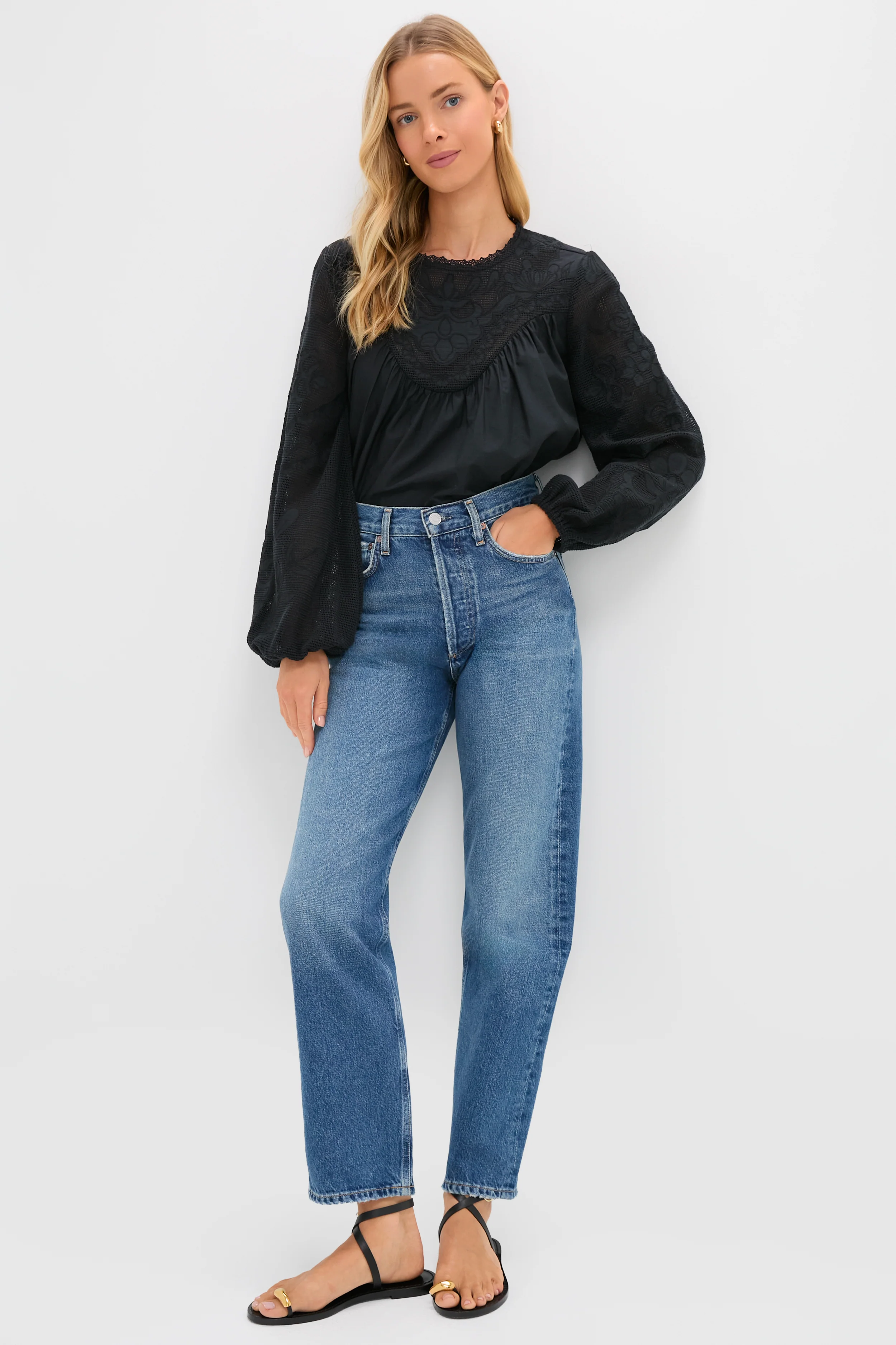 Black Patchwork Embroidered Cressida Blouse - Image 6