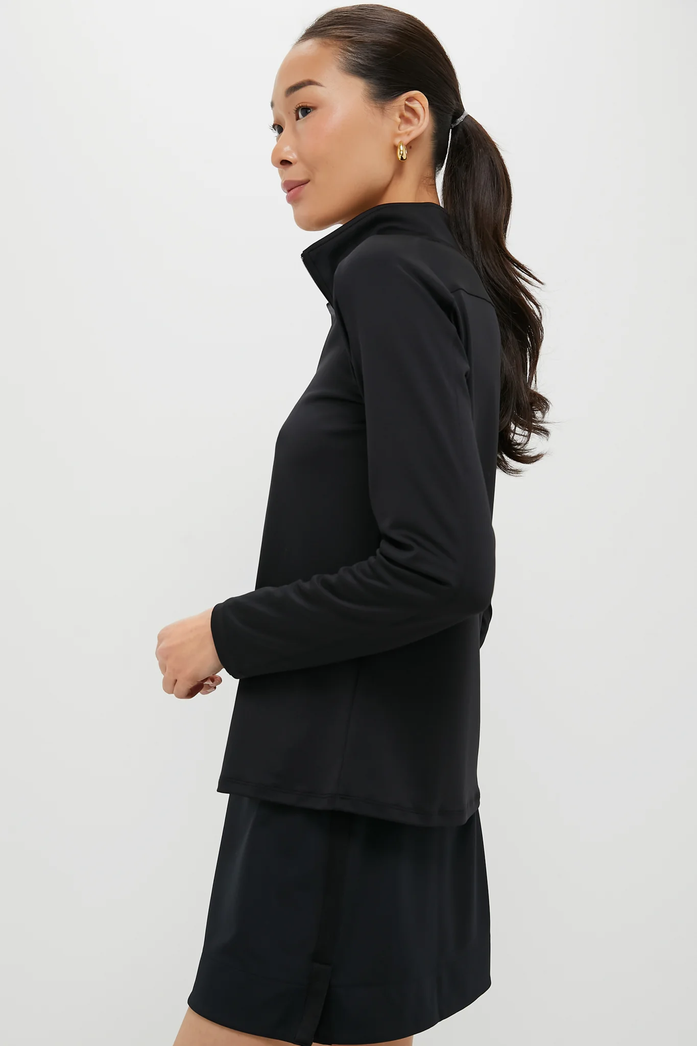 Black Performance Jersey Carver Quarter Zip Tee - Image 3