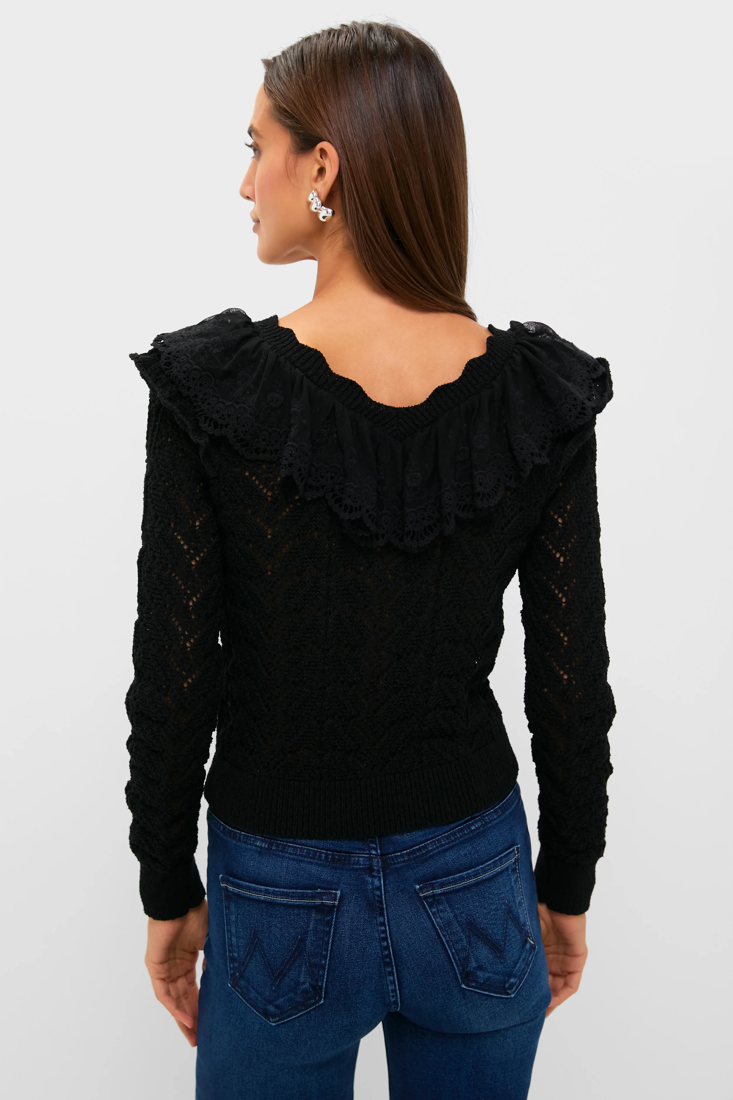 Black Pointelle Knit Sherry Top - Image 4