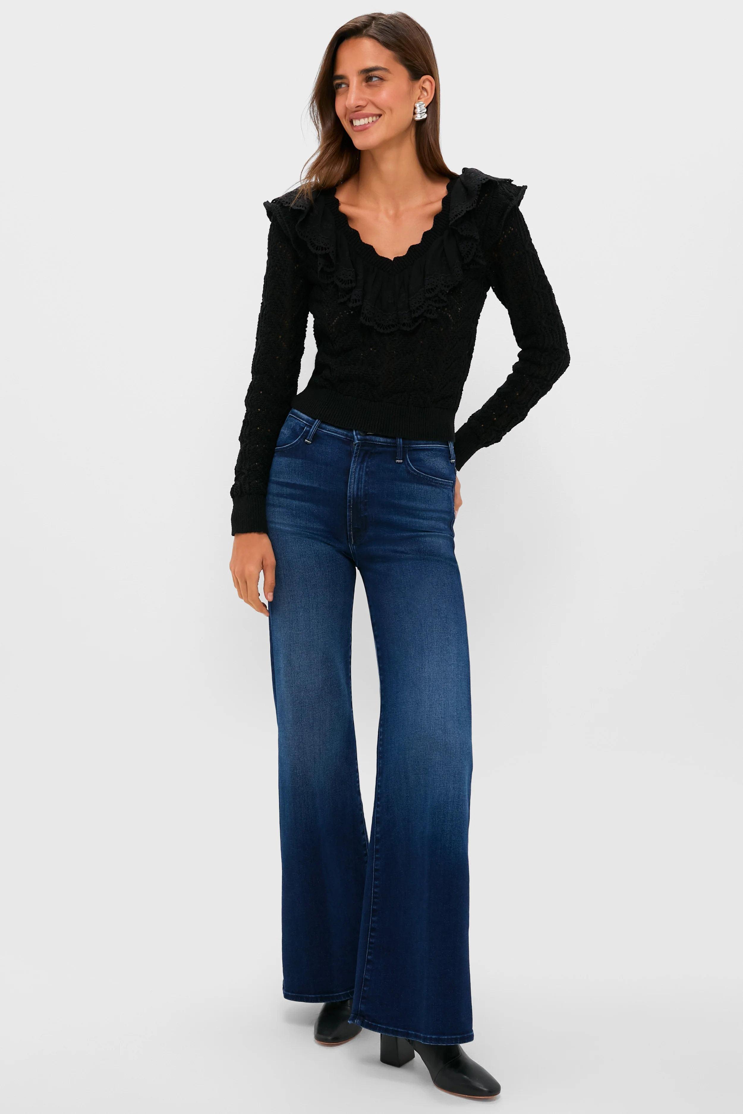 Black Pointelle Knit Sherry Top - Image 6