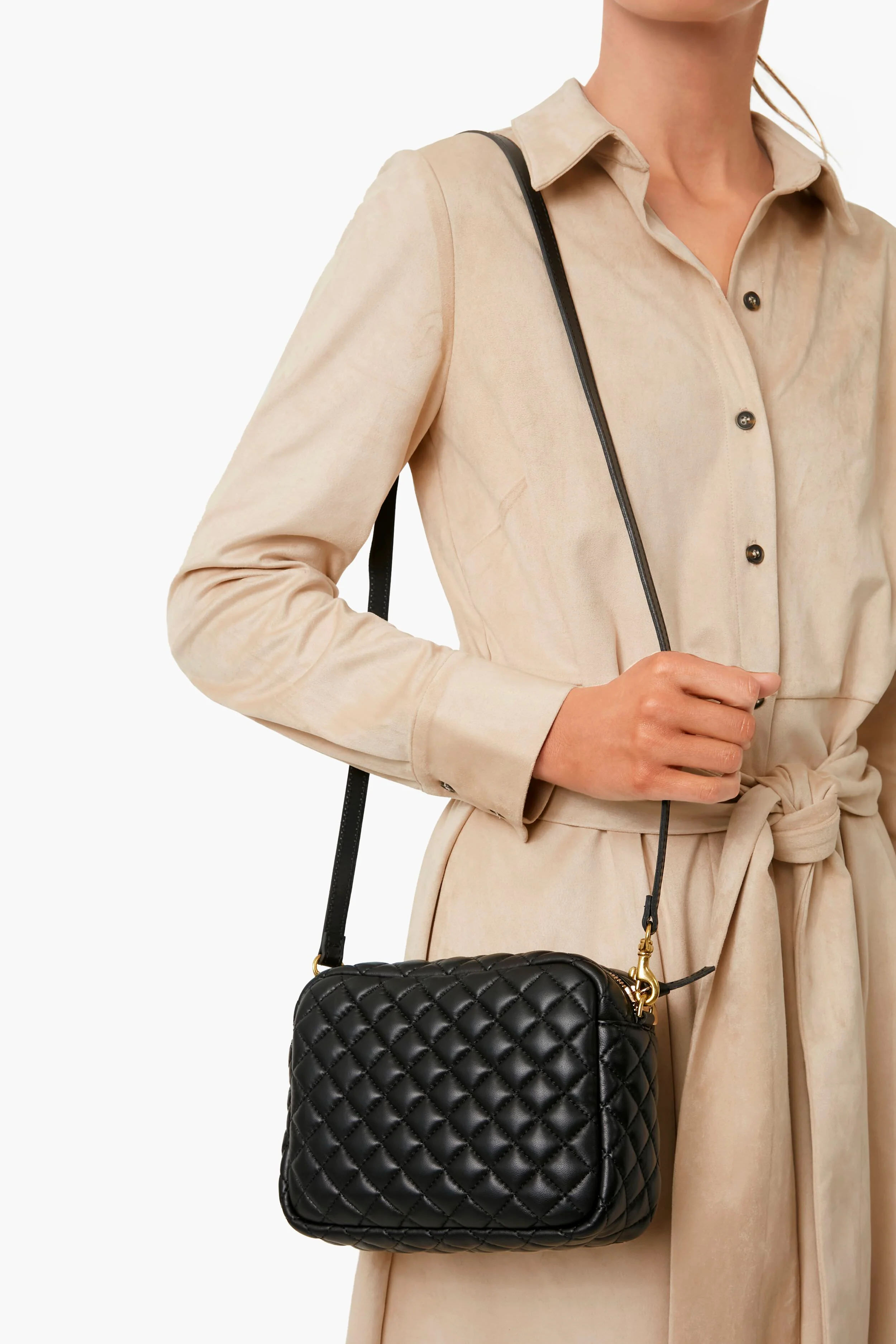 Black Quilted Midi Sac - Image 2