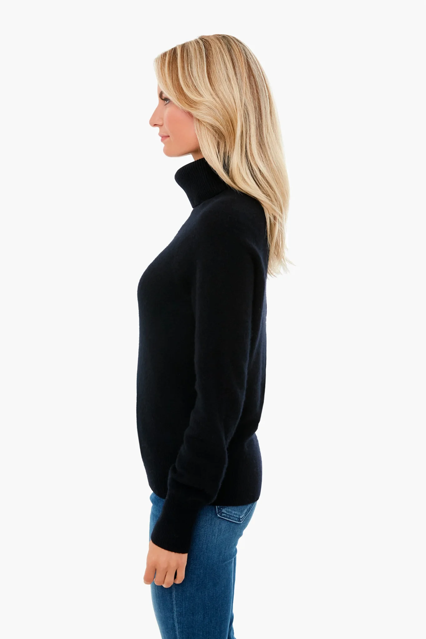 Black Ribbed Trim Turtleneck - Image 3