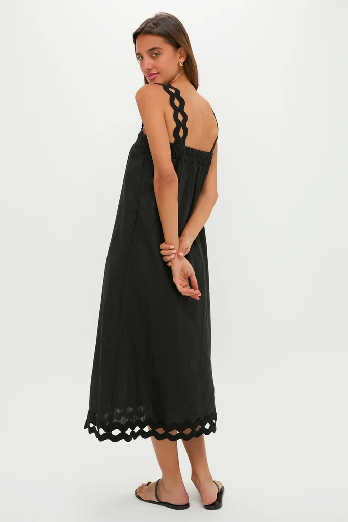 Black Ric Rac Linen Ellis Dress - Image 4