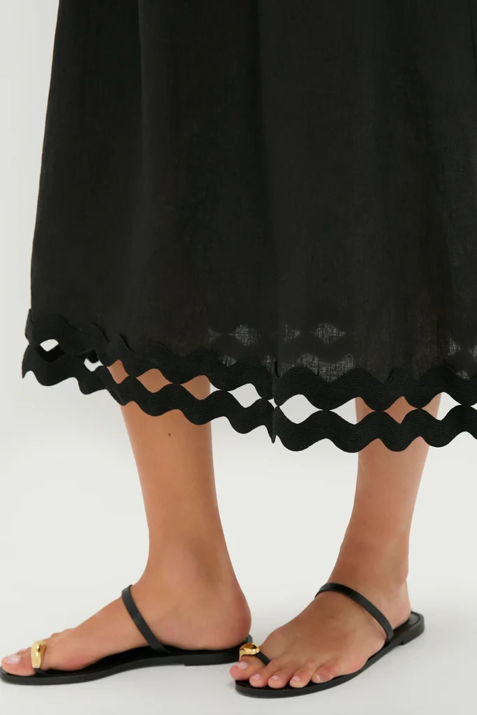 Black Ric Rac Linen Ellis Dress - Image 6
