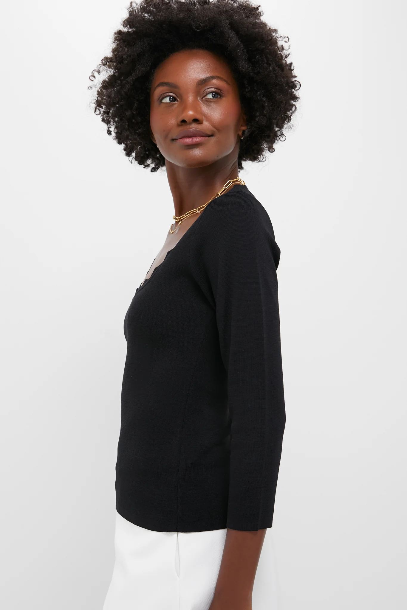 Black Ric Rac Long Sleeve Compression Top - Image 3