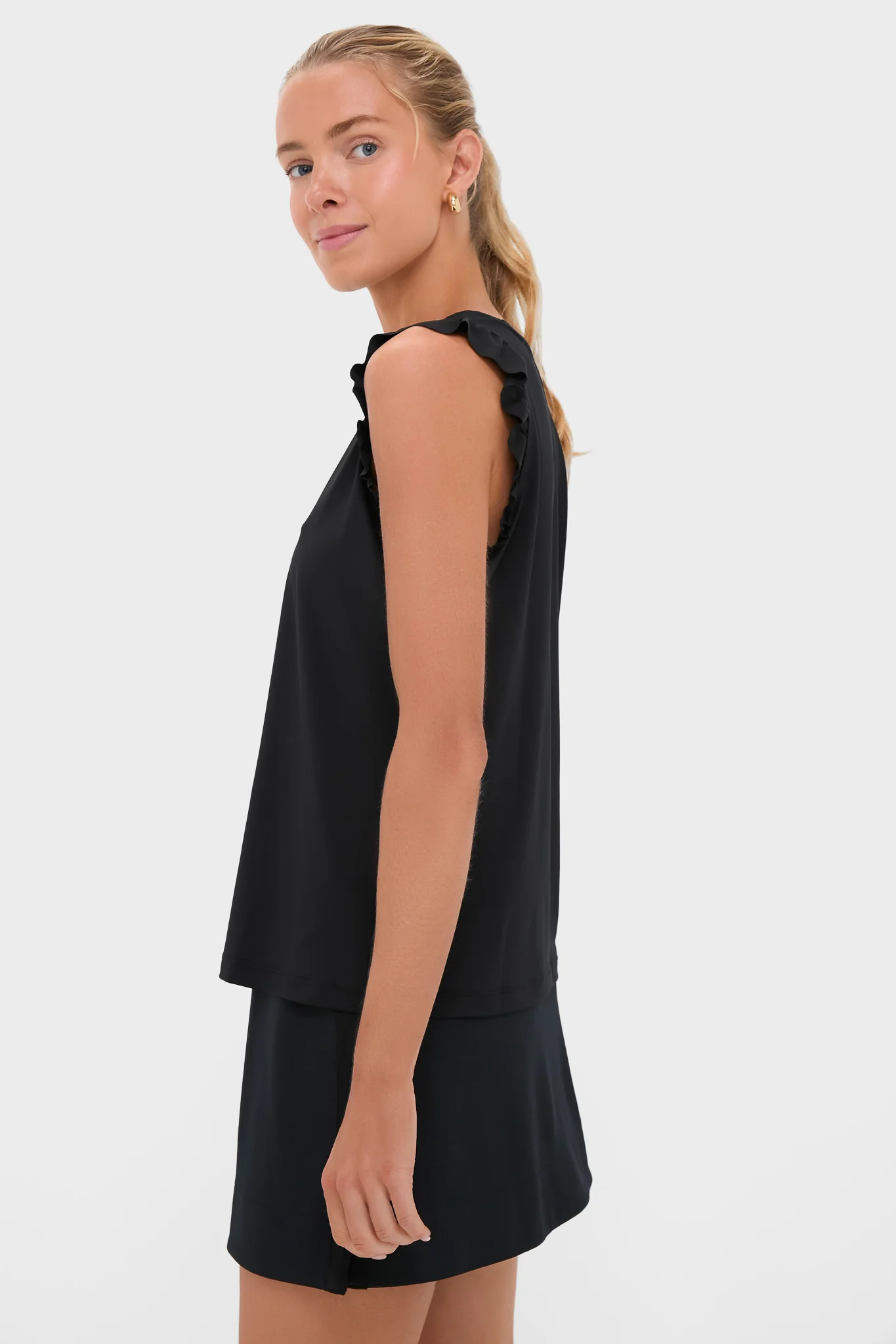 Black Ruffle Performance Jersey Lea Tank - Image 3