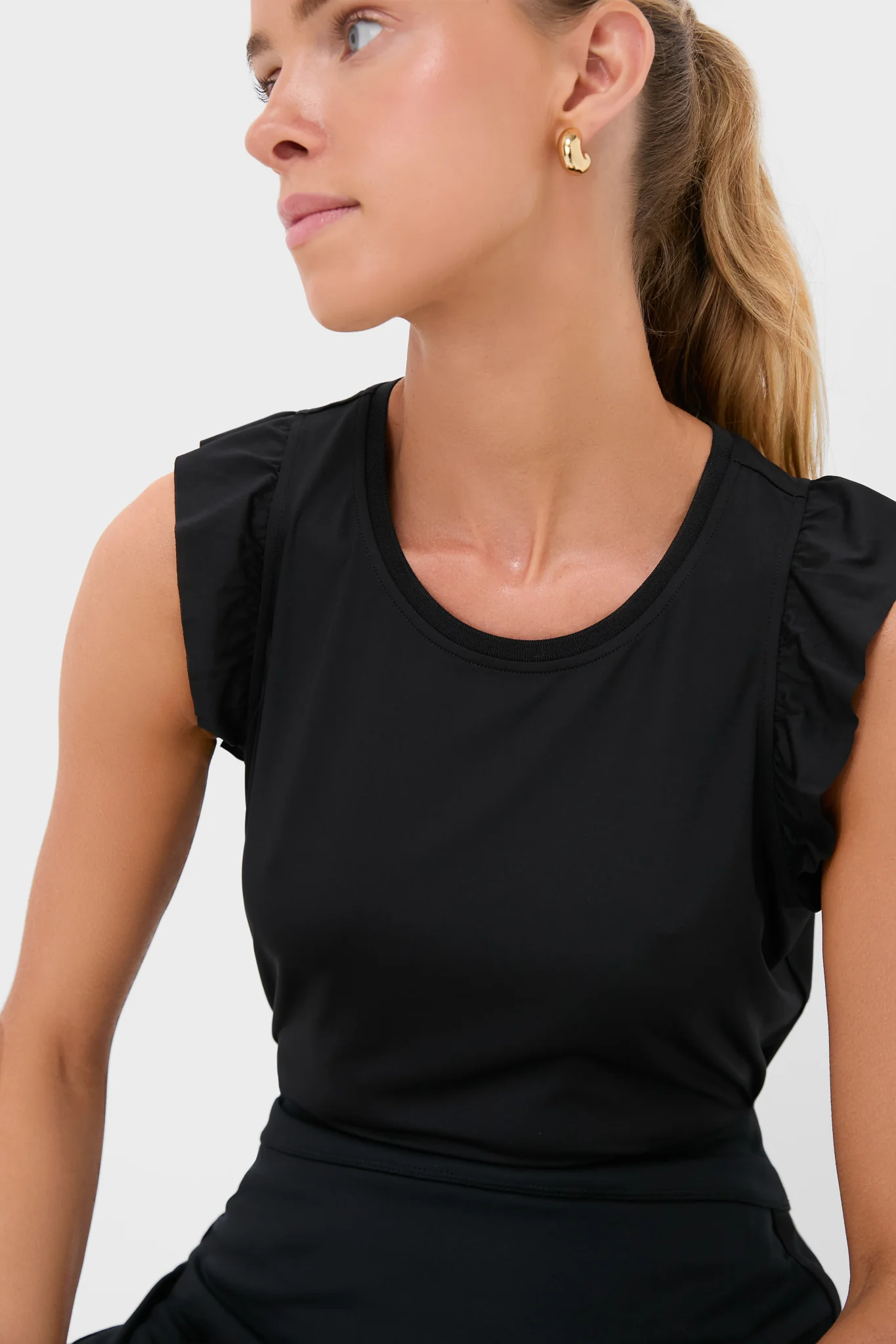 Black Ruffle Performance Jersey Lea Tank - Image 5