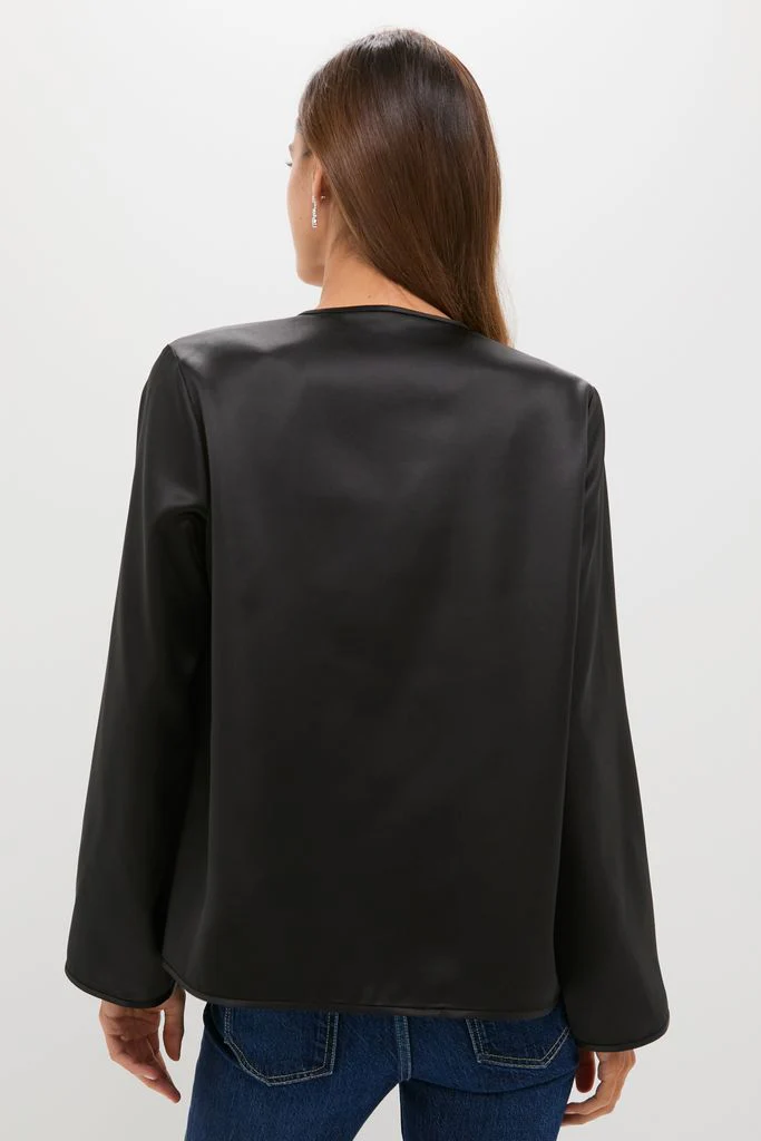 Black Satin Tatiana Blouse - Image 4