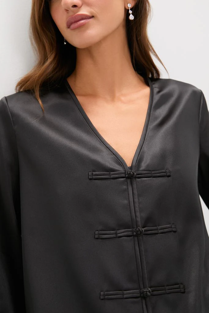 Black Satin Tatiana Blouse - Image 5