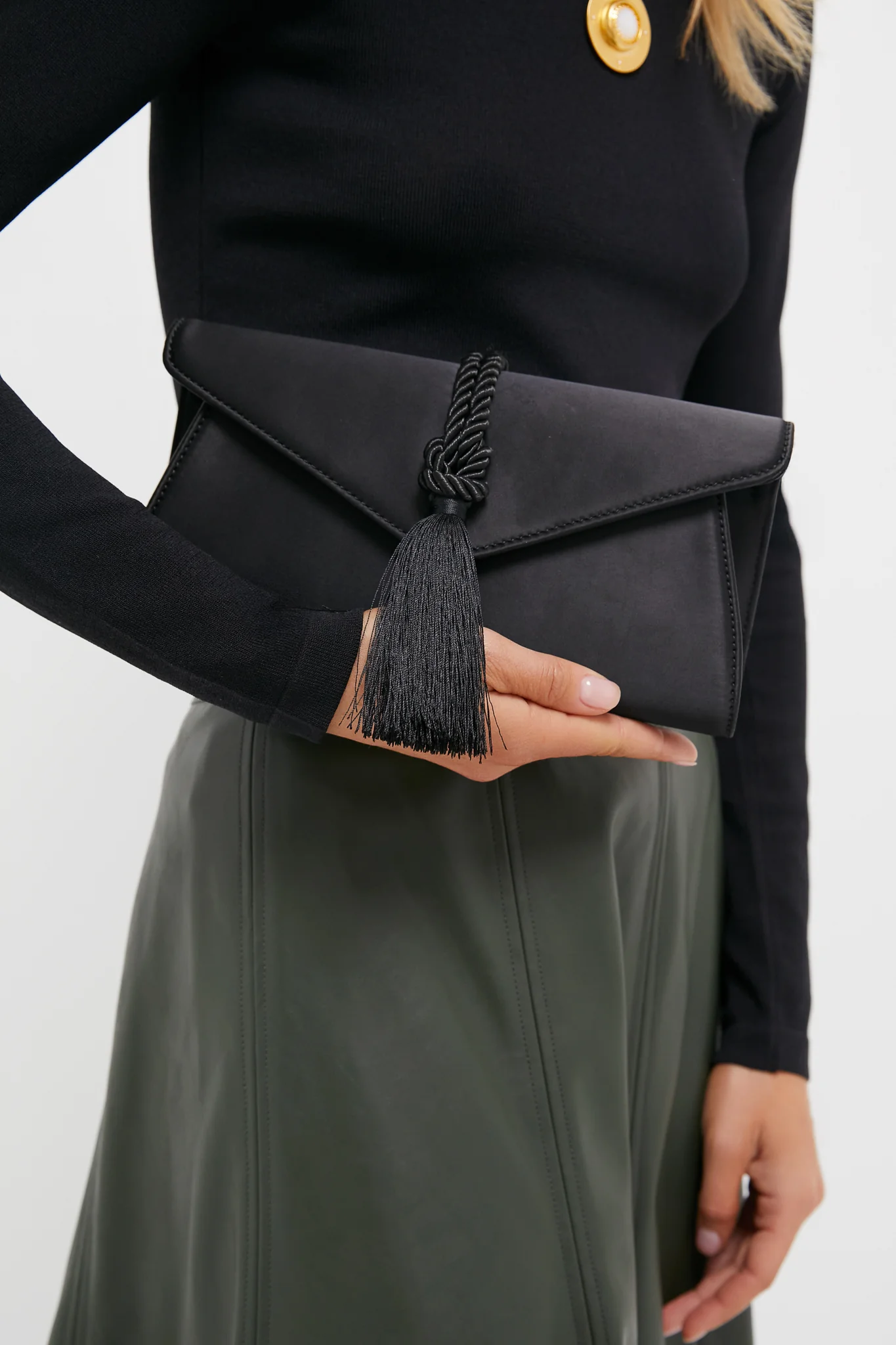 Black Satin Gabrielle Clutch - Image 2