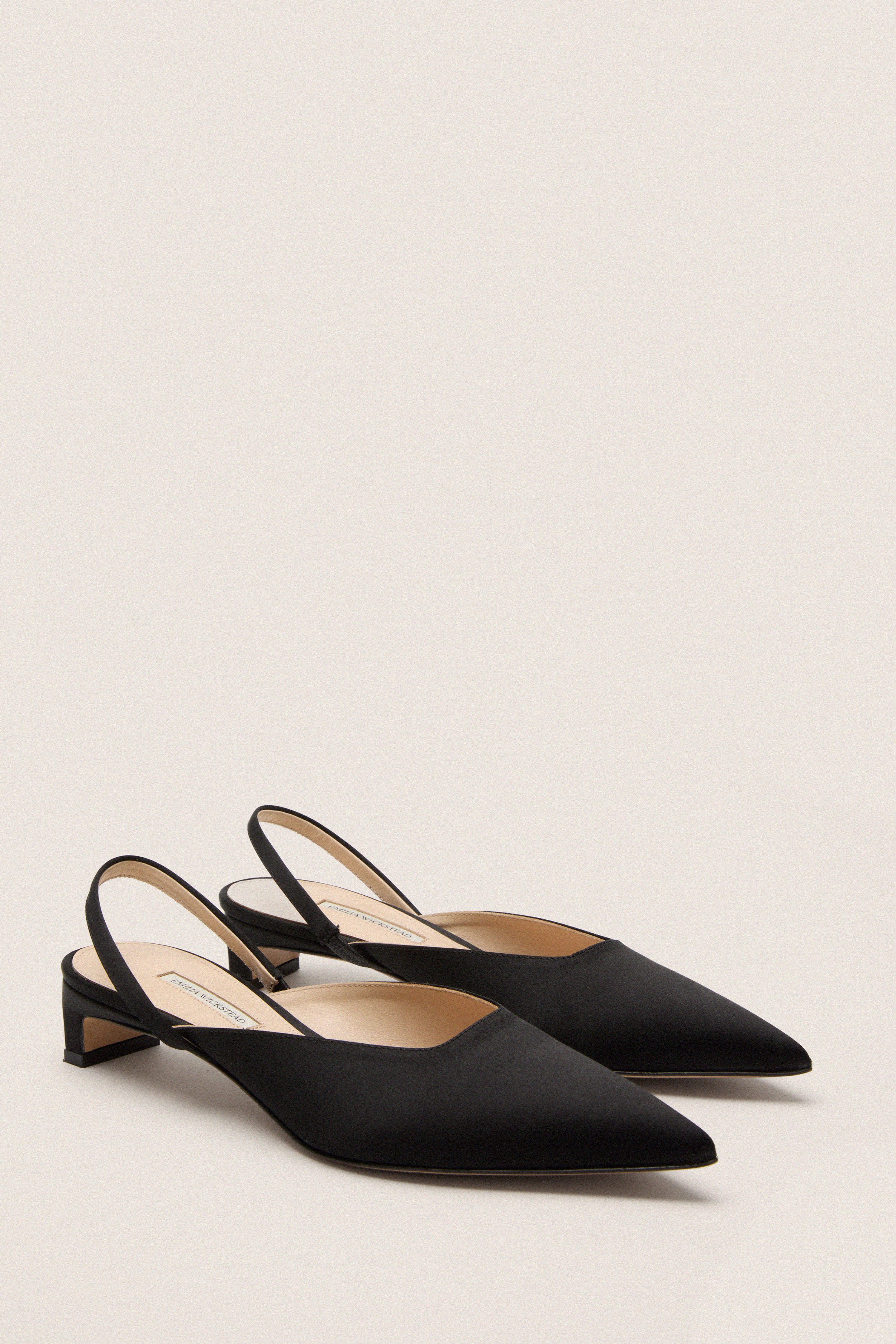 Black Satin Kaori Kitten Heels - Image 4