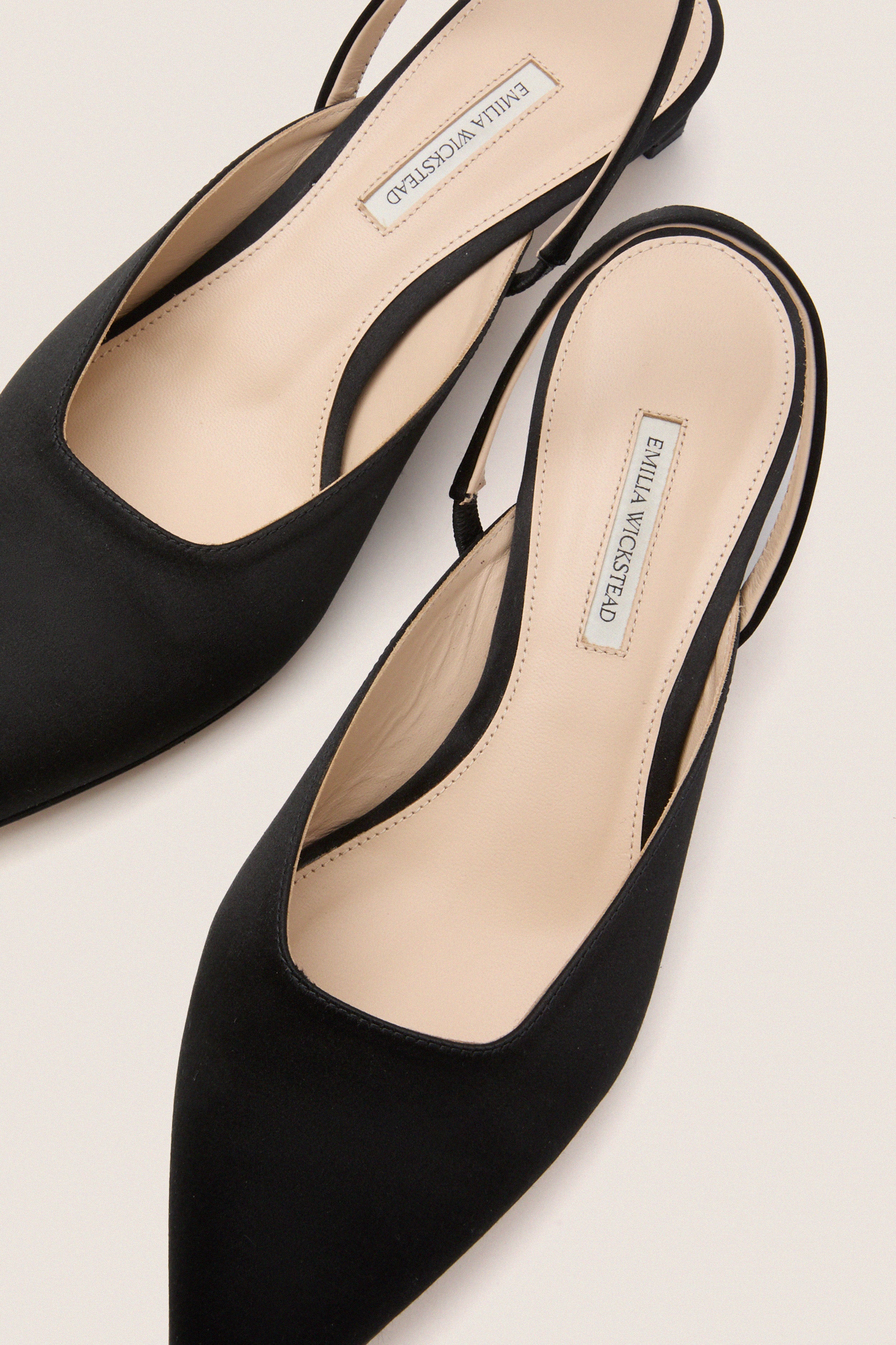 Black Satin Kaori Kitten Heels - Image 5