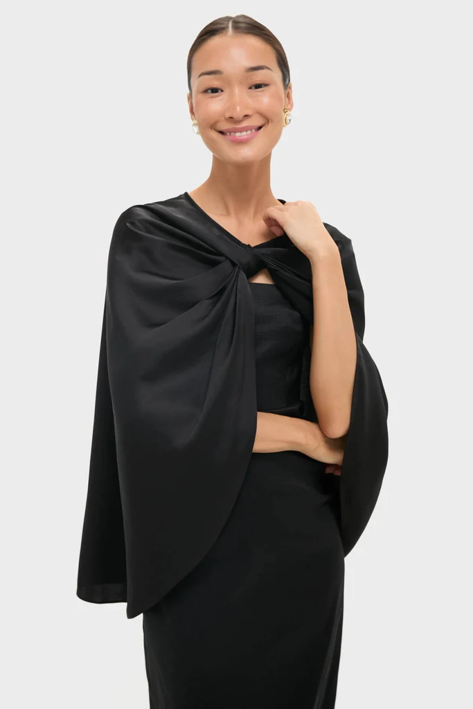 Black Satin Mountbatten Cape
