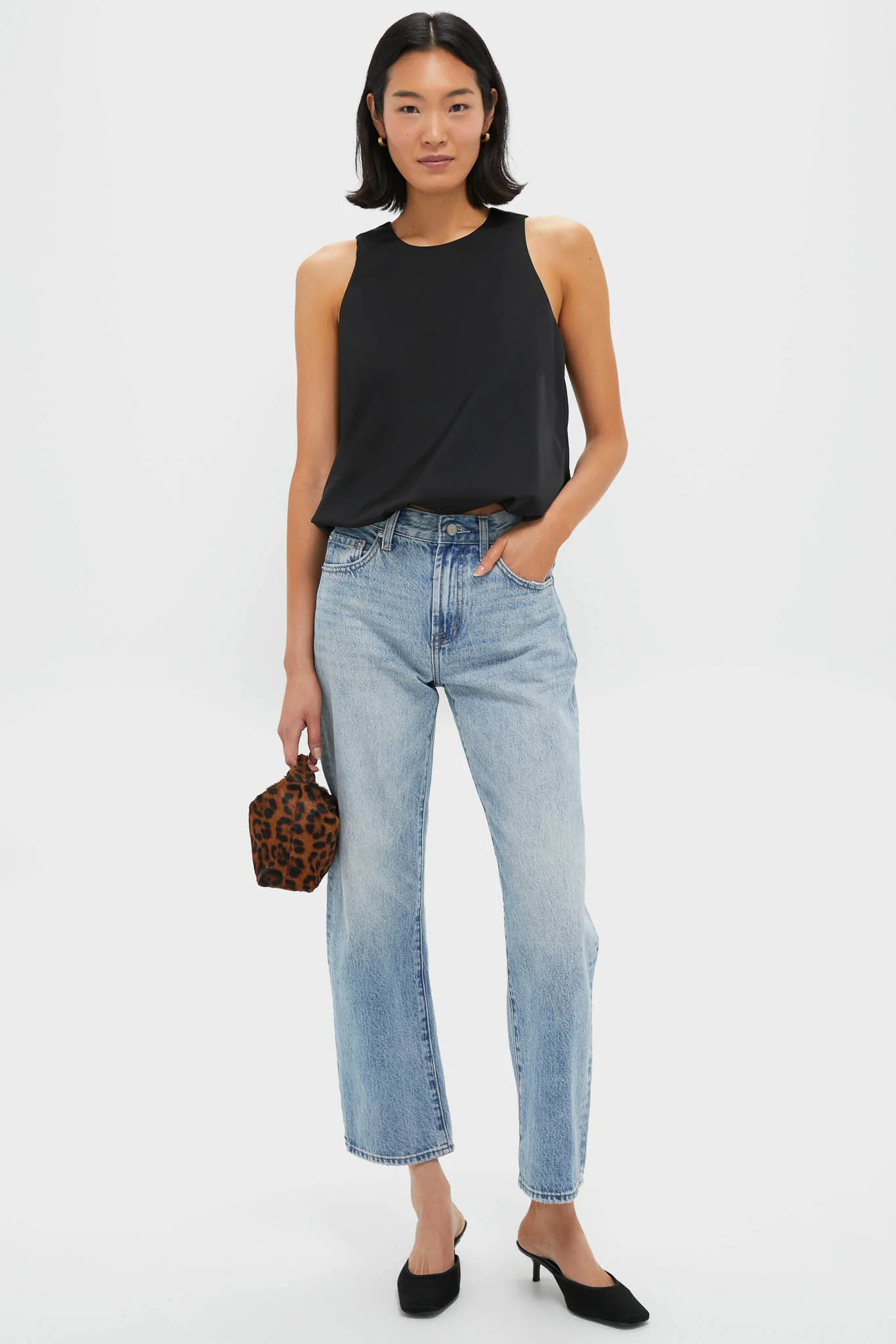 Black Satin Ramona Bubble Hem Top - Image 2