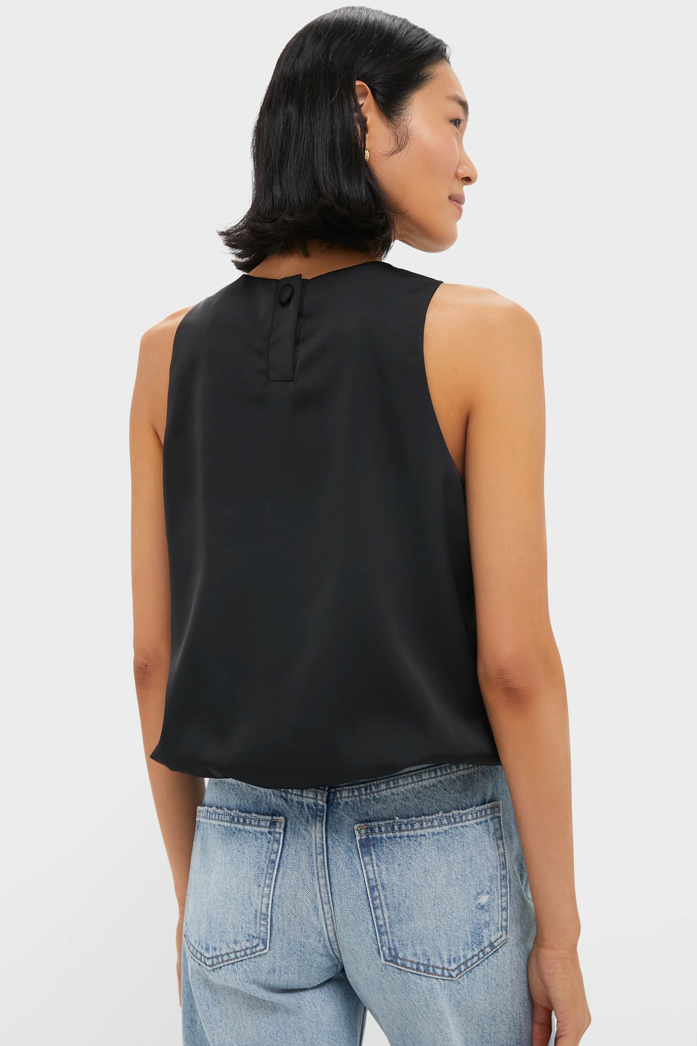 Black Satin Ramona Bubble Hem Top - Image 4