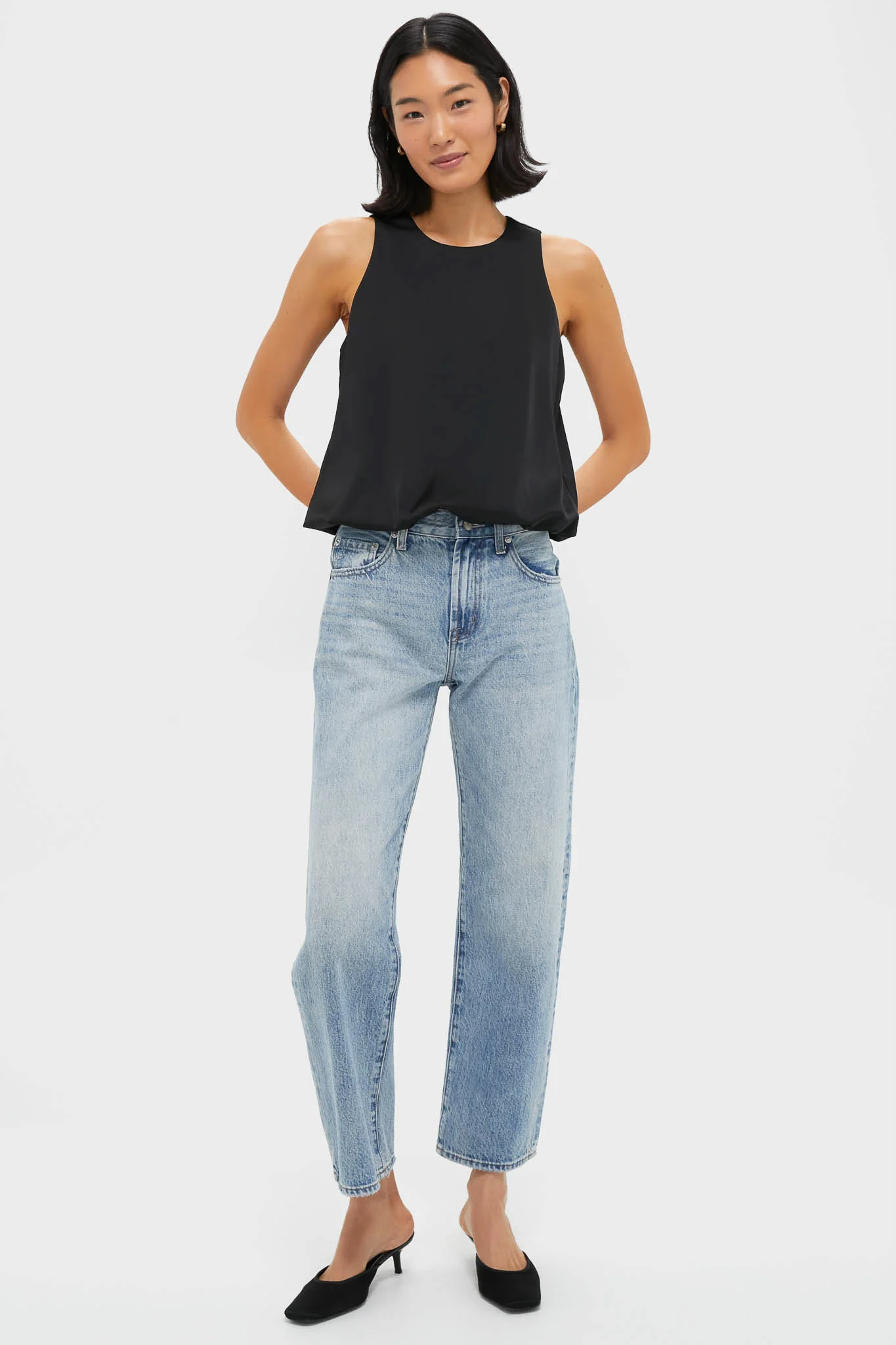 Black Satin Ramona Bubble Hem Top - Image 6