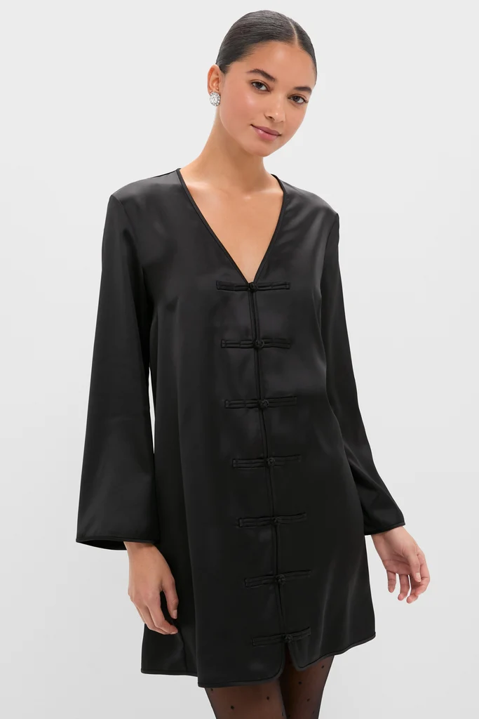 Black Satin Tatiana Dress