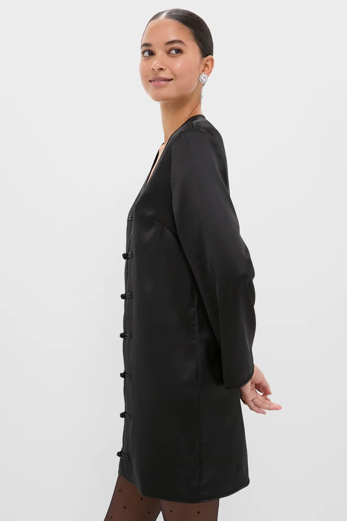 Black Satin Tatiana Dress - Image 3