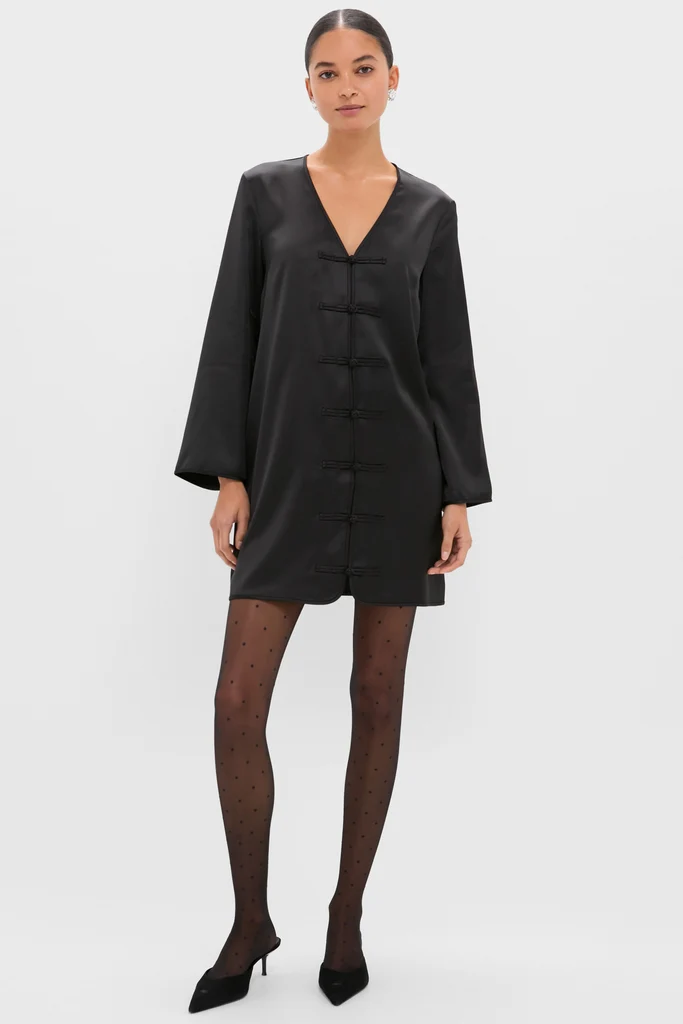 Black Satin Tatiana Dress - Image 6