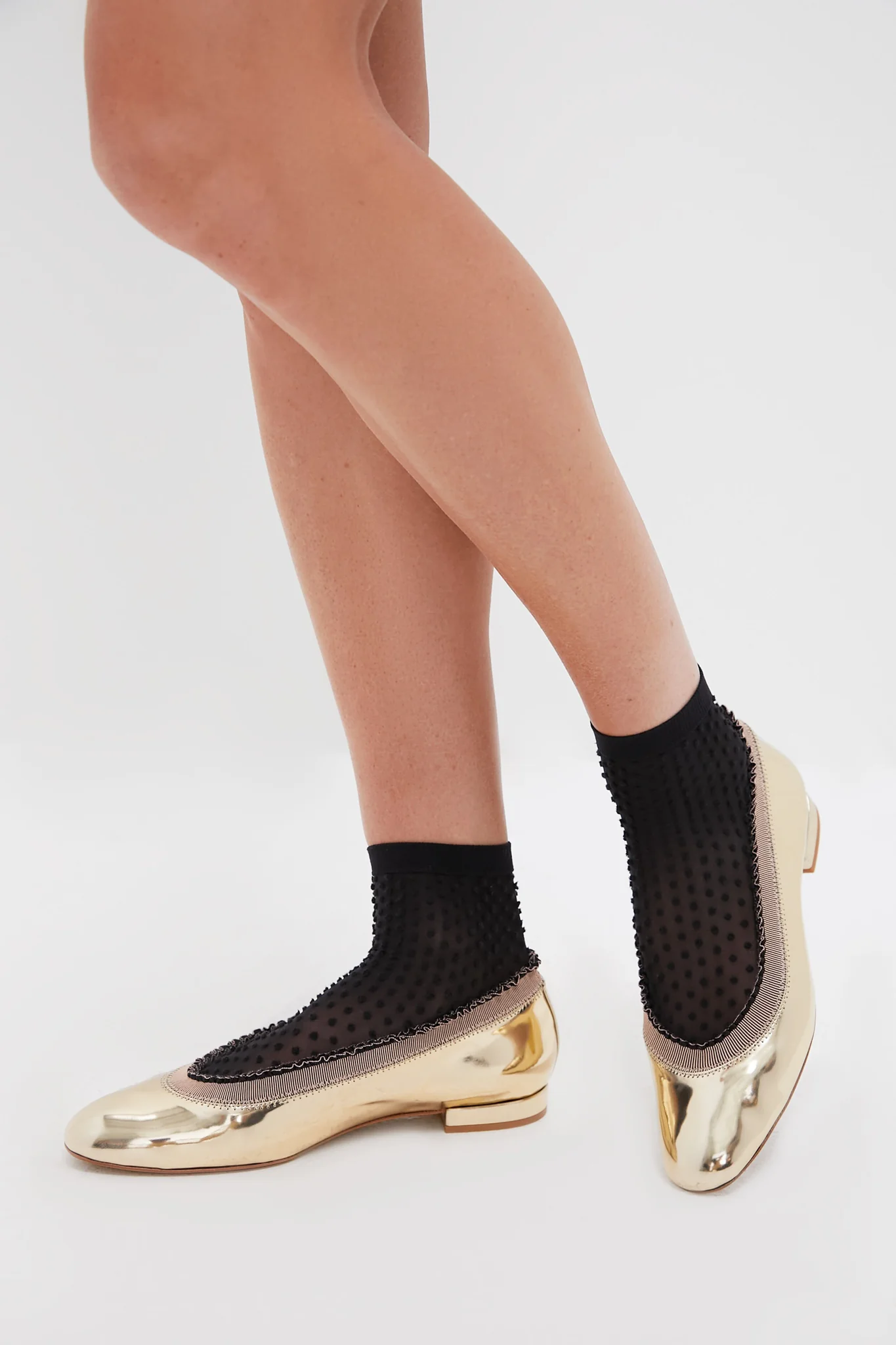 Black Satin Touch Dots Socks - Image 2