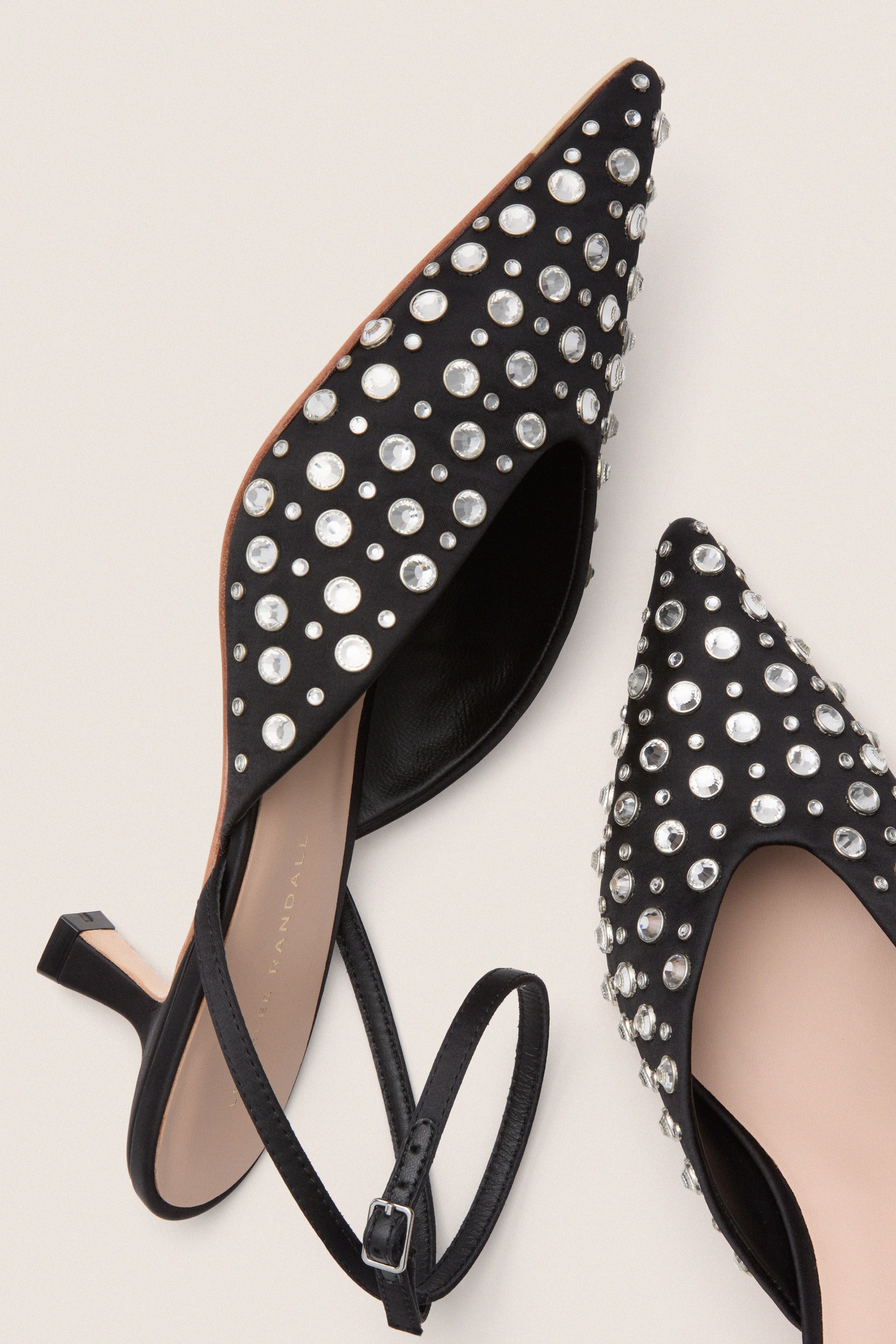 Black Satin with Crystal Rio Heels - Image 3