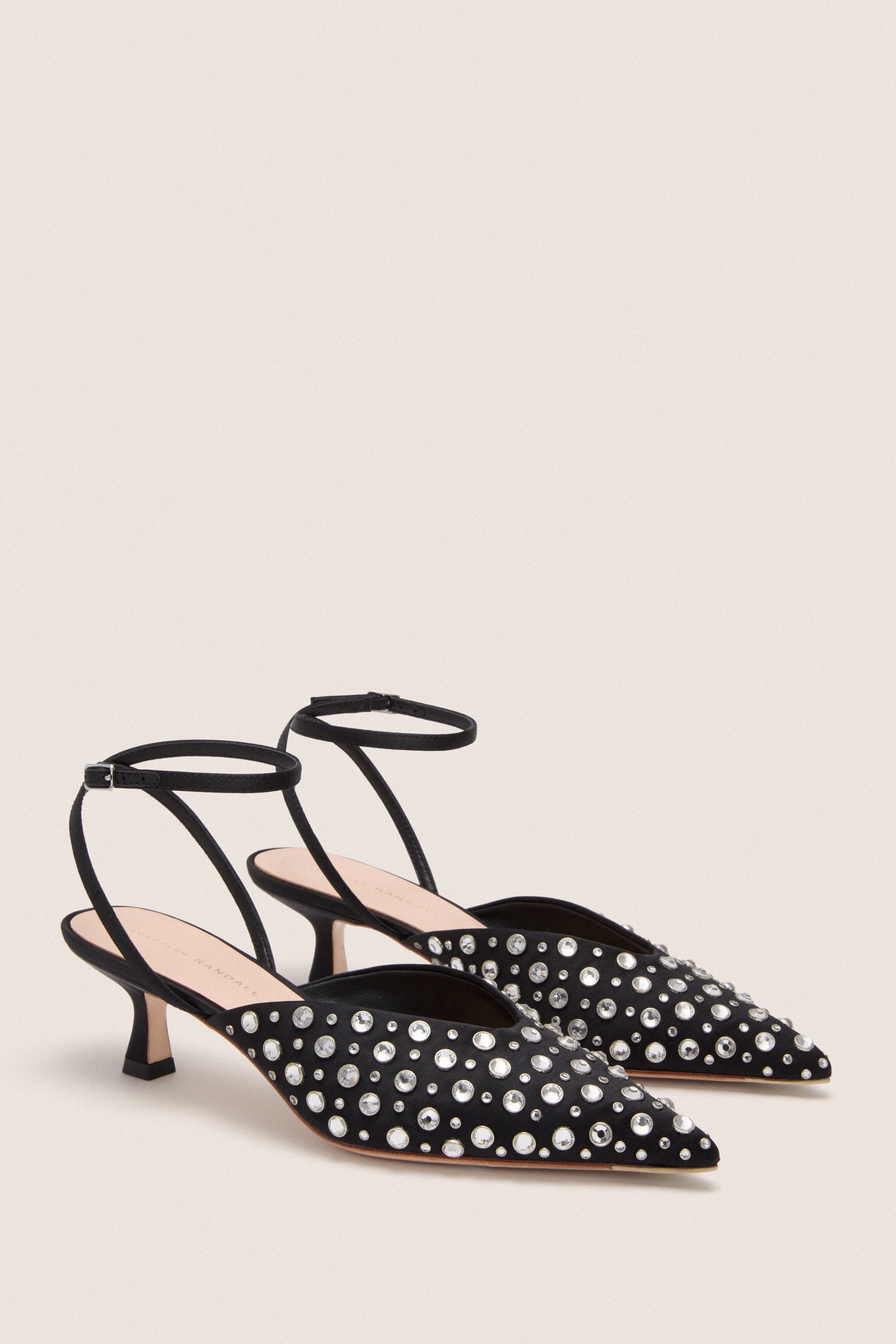 Black Satin with Crystal Rio Heels - Image 5