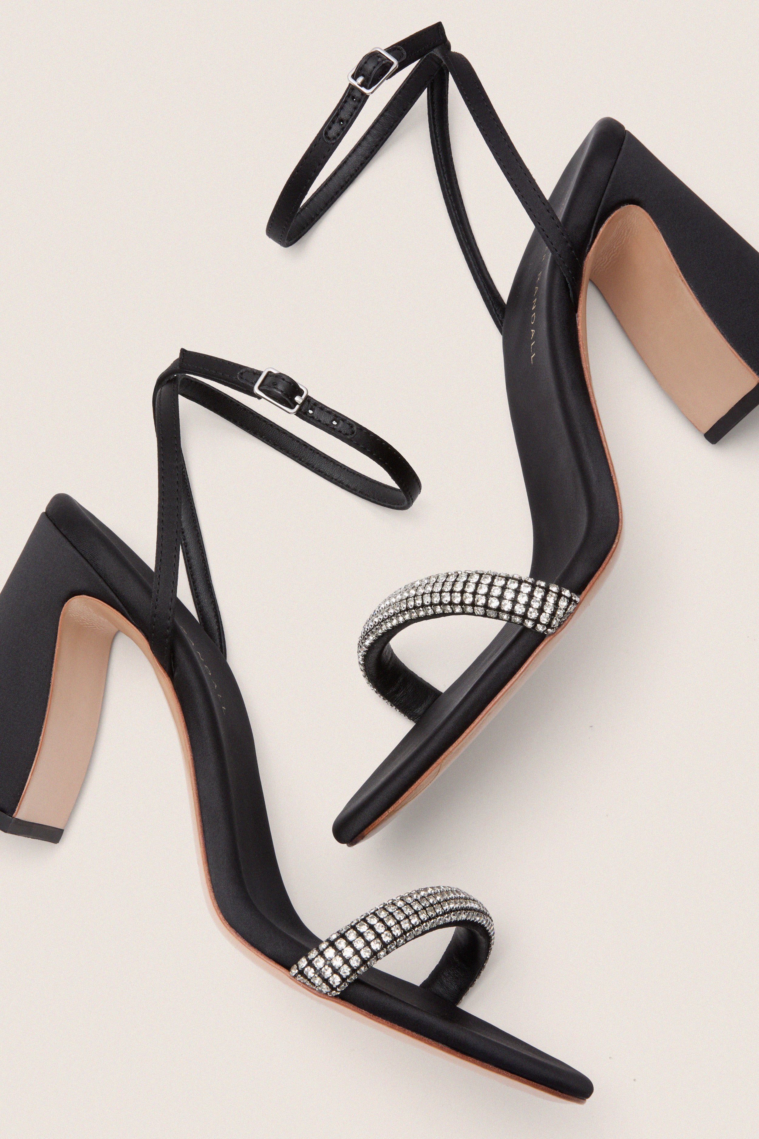 Black Satin with Diamonds Malia Heels - Image 3
