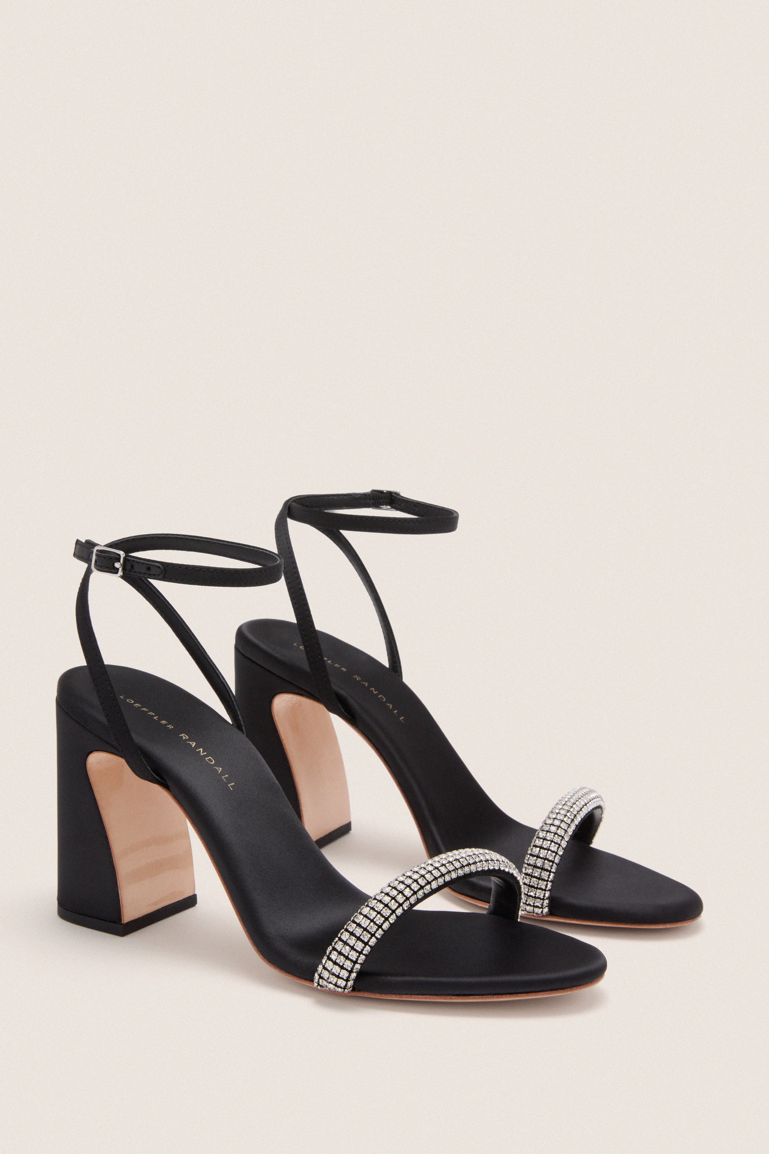 Black Satin with Diamonds Malia Heels - Image 5