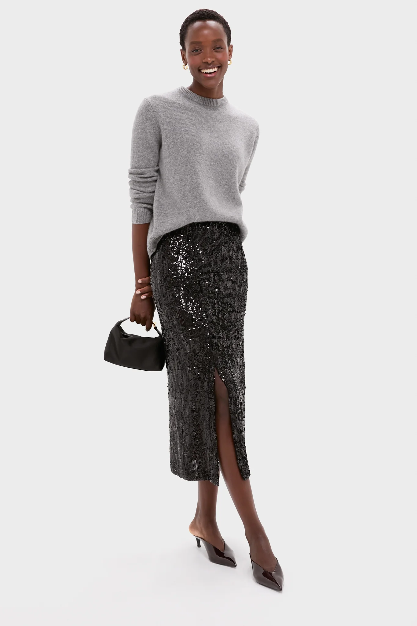 Black Sequin Pencil Skirt - Image 2