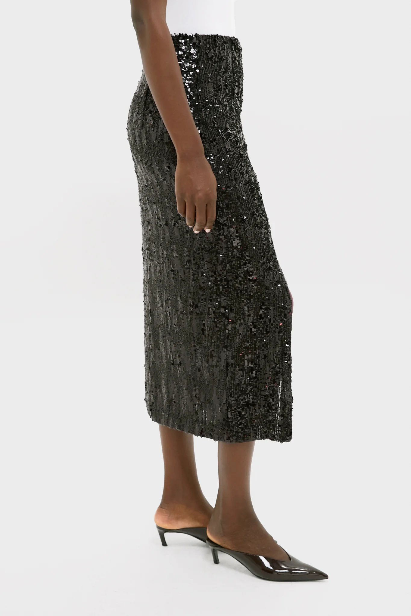 Black Sequin Pencil Skirt - Image 3