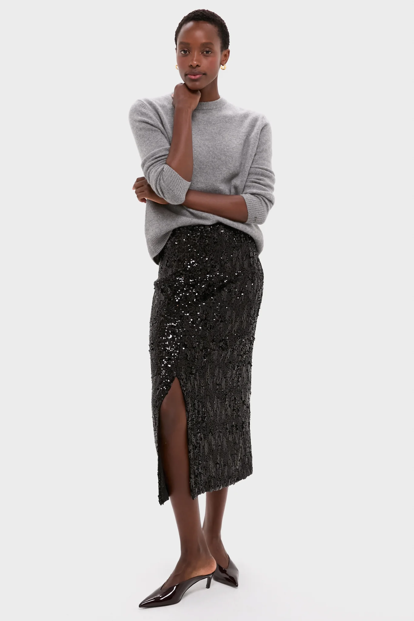 Black Sequin Pencil Skirt - Image 6