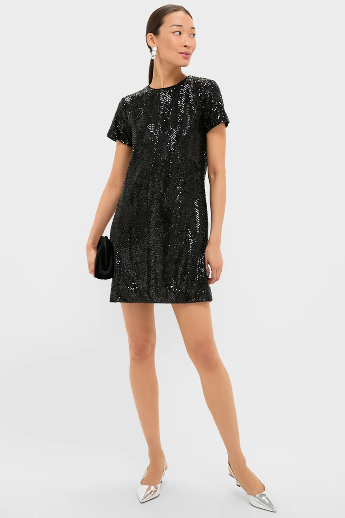 Black Sequin Roya Swing Mini Dress - Image 2
