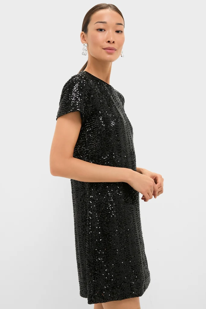 Black Sequin Roya Swing Mini Dress - Image 3