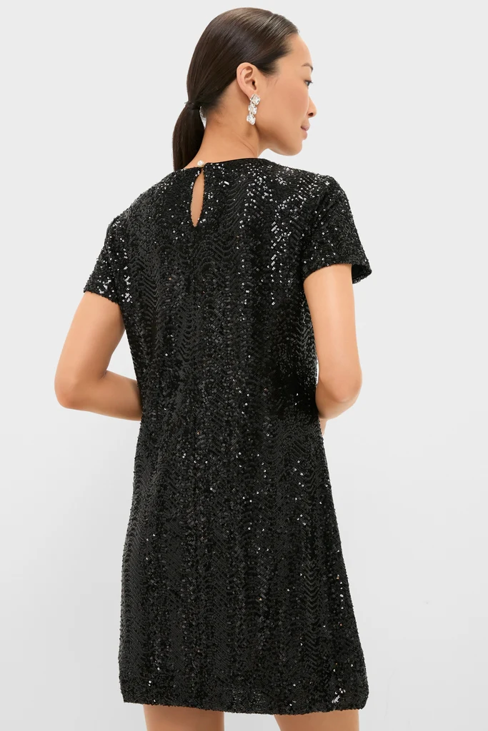 Black Sequin Roya Swing Mini Dress - Image 4