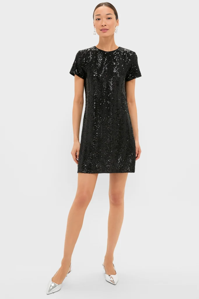 Black Sequin Roya Swing Mini Dress - Image 6