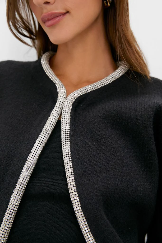 Black Sequin Trim Naomi Cardigan - Image 2