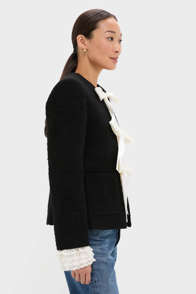 Black Seraphine Solid Bow Jacket - Image 3