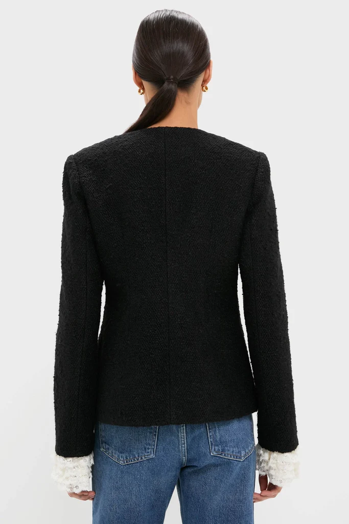 Black Seraphine Solid Bow Jacket - Image 4