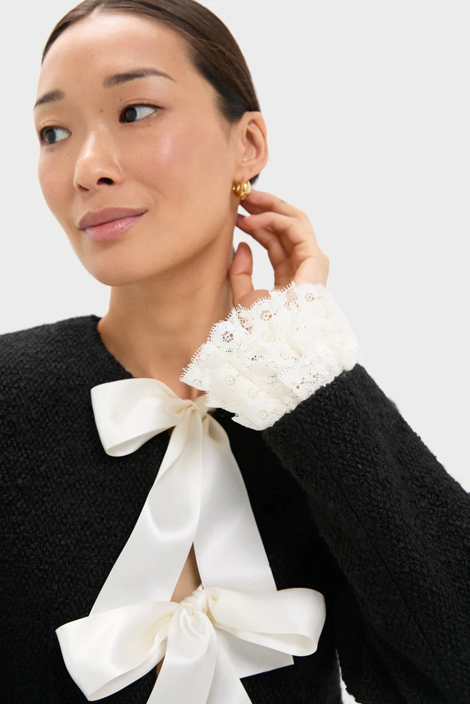 Black Seraphine Solid Bow Jacket - Image 5