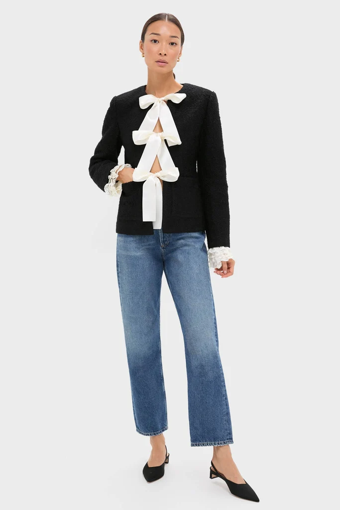 Black Seraphine Solid Bow Jacket - Image 6