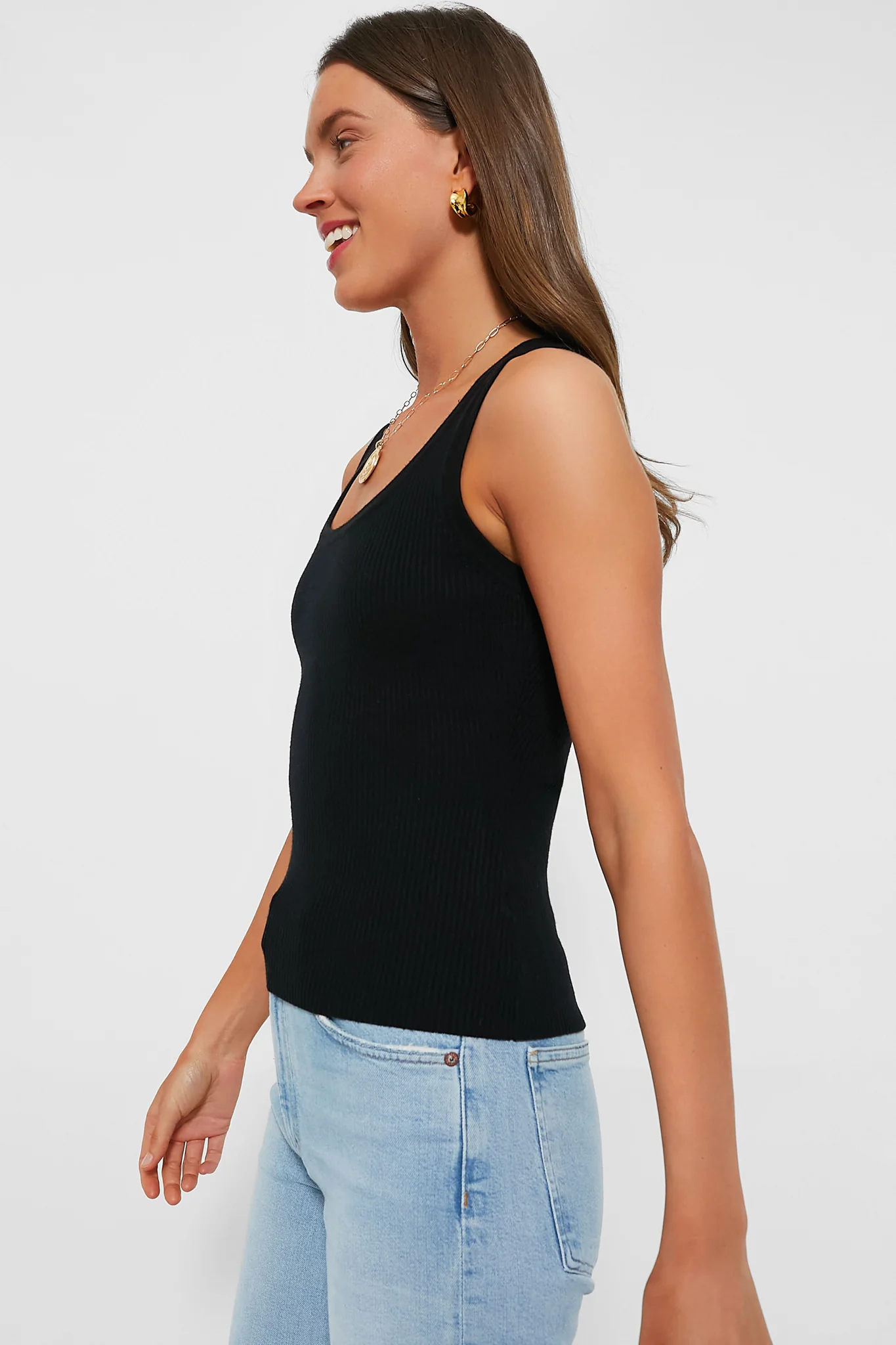 Black Shelby Rib Knit Tank - Image 3