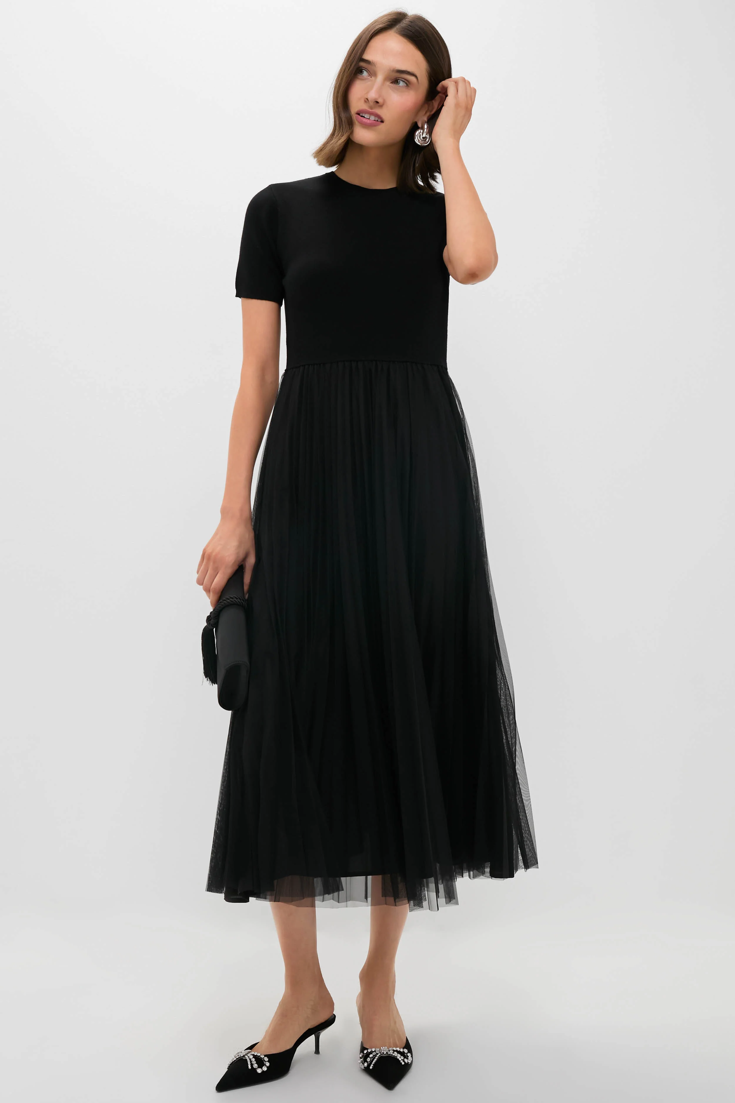 Black Short Sleeve Knit Welton Dress - Image 2