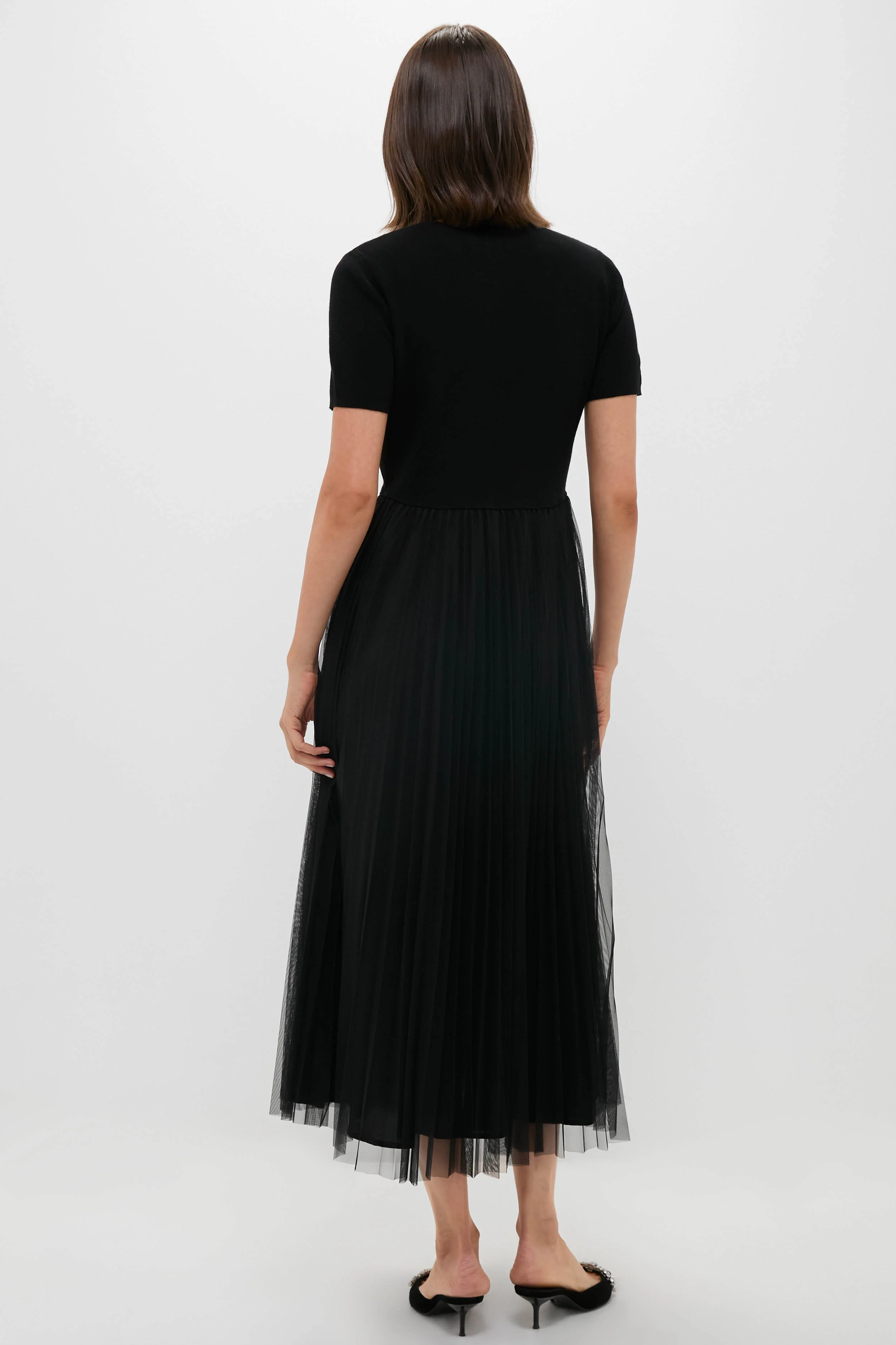 Black Short Sleeve Knit Welton Dress - Image 4