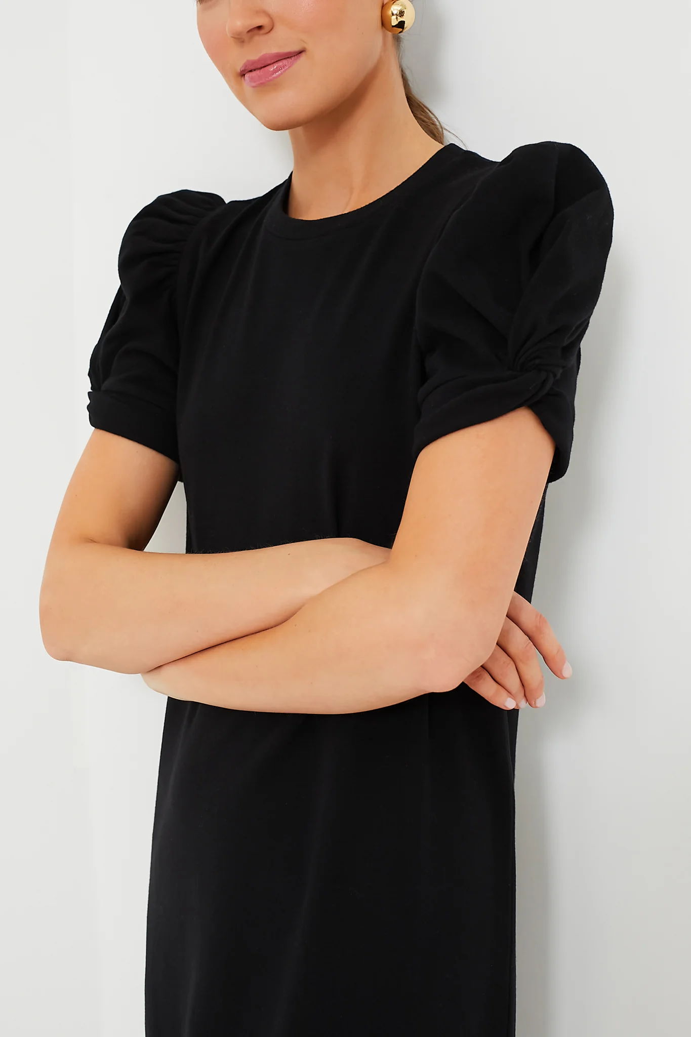 Black Short Sleeve Vesty Midi Dress - Image 6