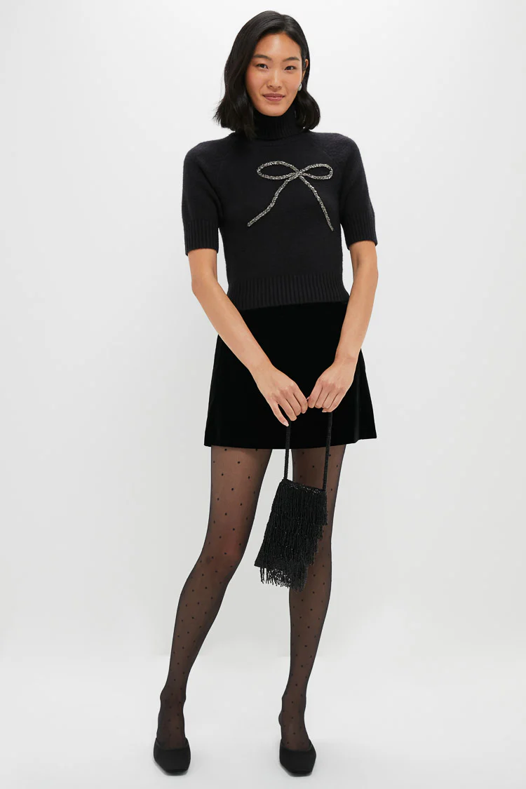 Black Silver Merrill Bow Short Sleeve Sweater - Image 2