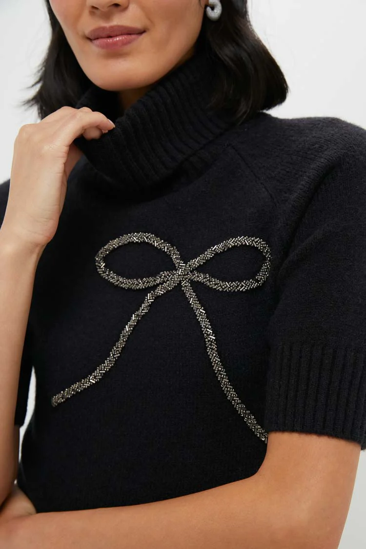 Black Silver Merrill Bow Short Sleeve Sweater - Image 5