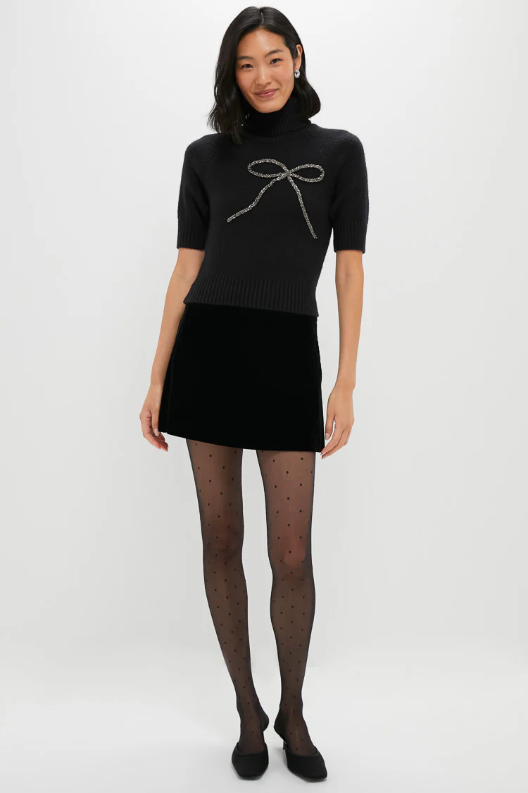 Black Silver Merrill Bow Short Sleeve Sweater - Image 6
