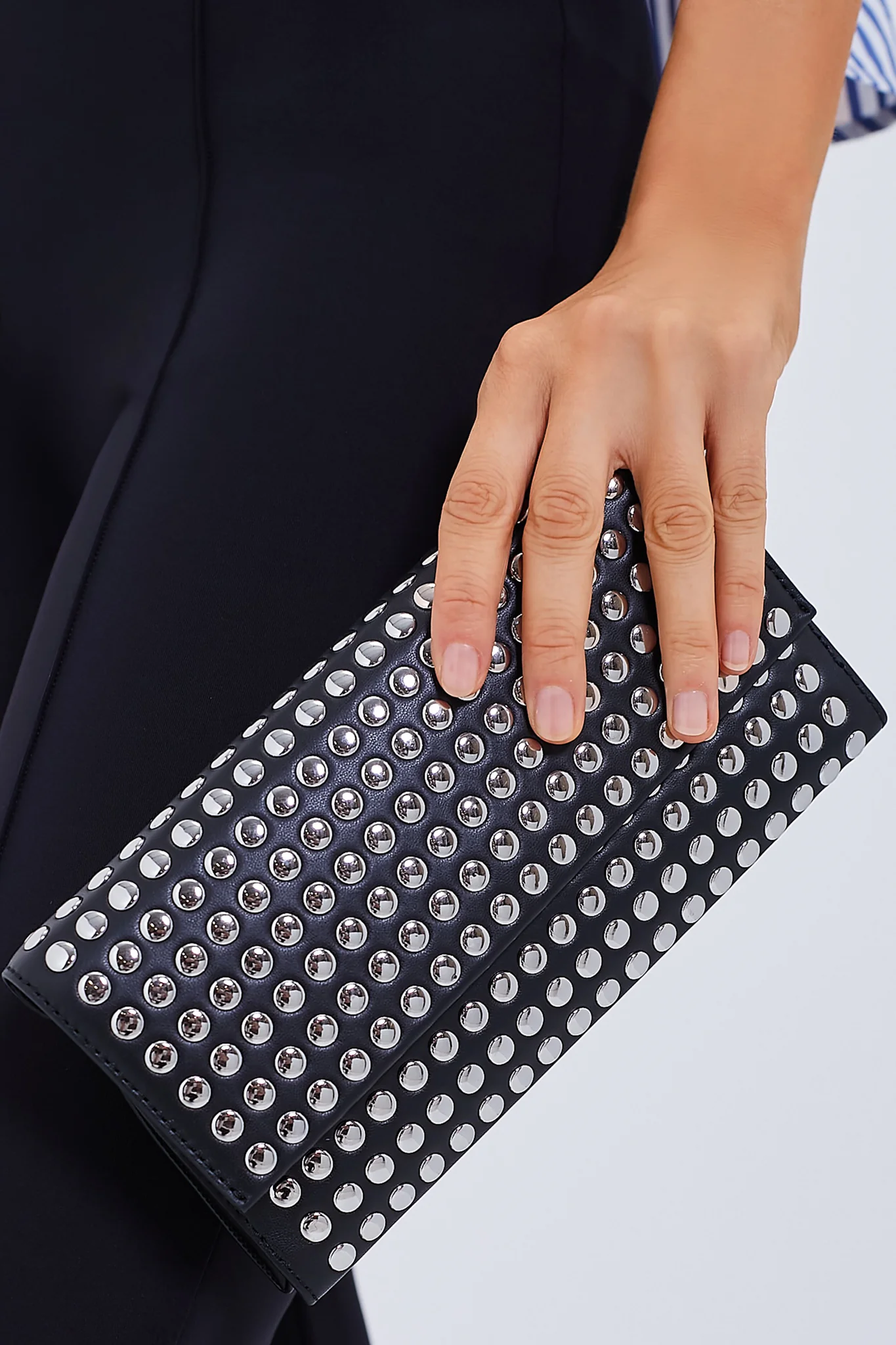 Black Silver Studded Charlee Clutch - Image 2