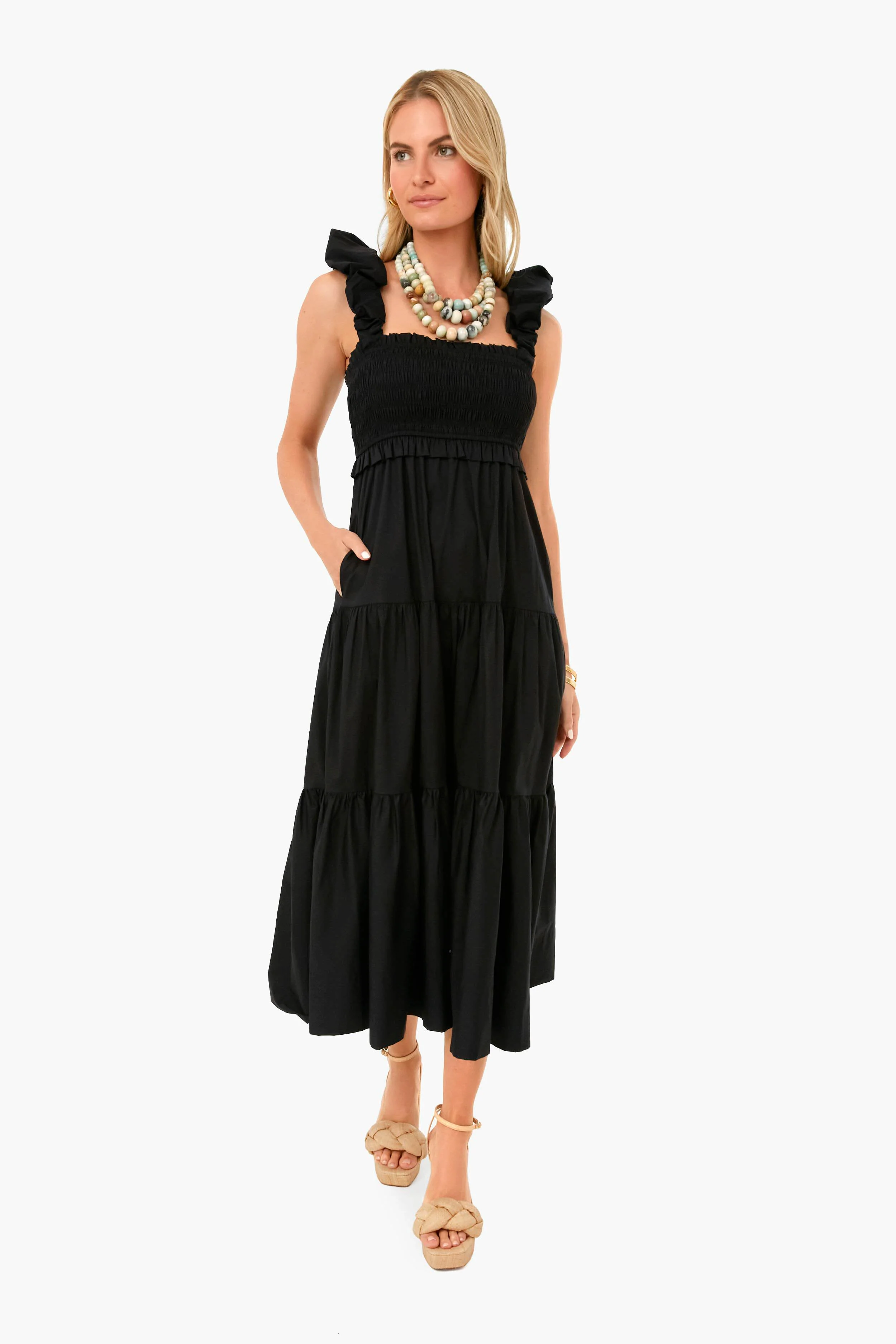 Black Sloane Sleeveless Smocked Dress - Image 2